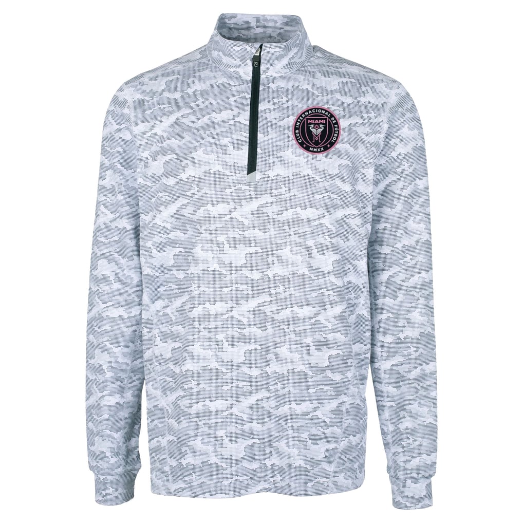  Inter Miami CF Cutter & Buck Traverse Stretch Eco Camo Print Quarter-Zip Pullover Top - Charcoal